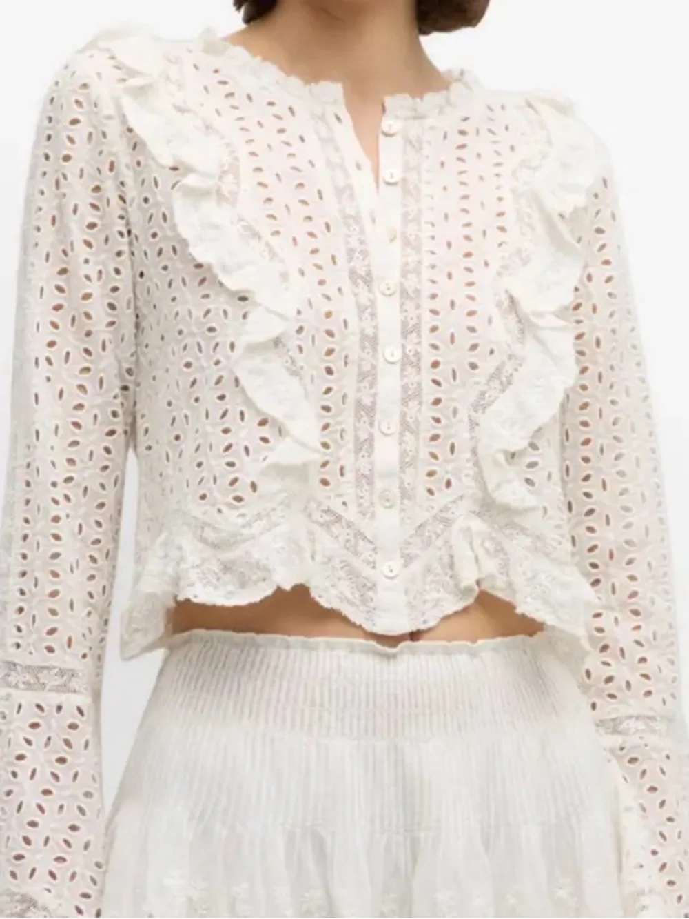 Hawthorn Cotton Eyelet Blouse love shank fancy cardigan - Picture 1 of 7